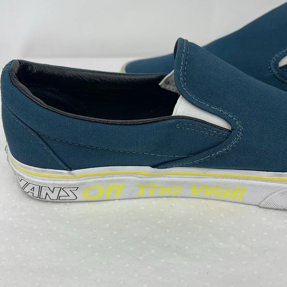 WOMENS SIZE 9 or MENS SIZE 7.5 Vans Blue Slip-On Sneakers OFF THE WALL